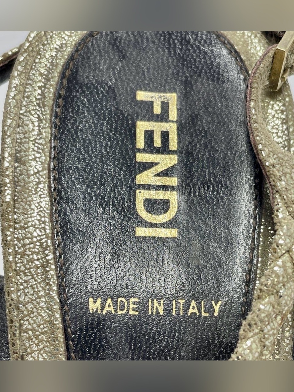 Fendi Vintage Metallic Gold Leather Braided Cage Stiletto Sandals Heels EU 38 - Picture 5 of 6